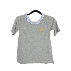 Harry Potter Hogwarts Gray Short Sleeve Ruffle Gold Embroidered Shirt Girl Size